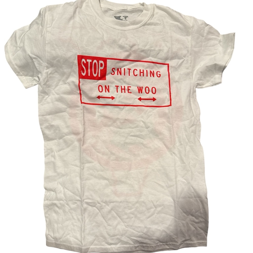 NWT Vlone x Pop Smoke Stop Snitching Short-Sleeve T-Shirt (Size: Small)